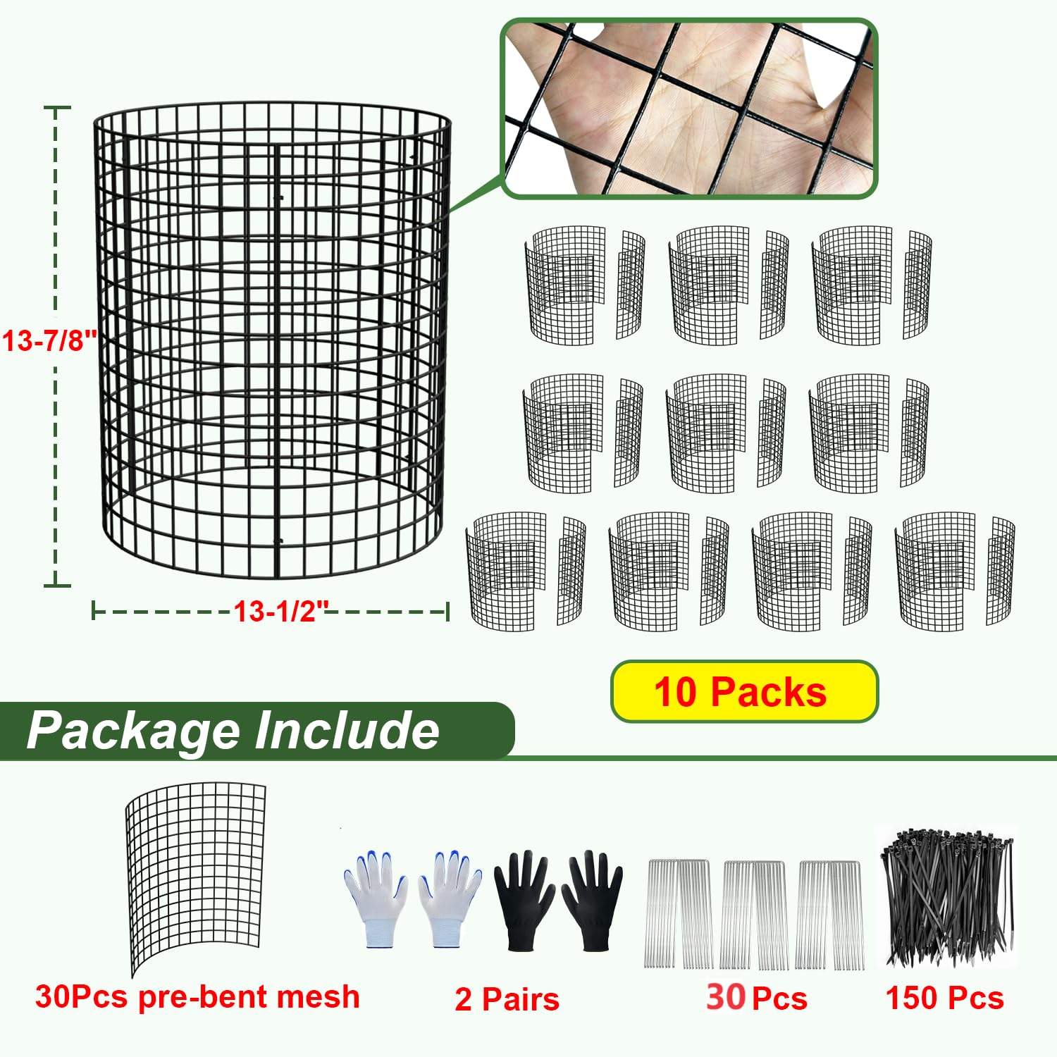 HOLANHING assembled cage front view demonstrating sturdy 13.4-inch diameter protection
