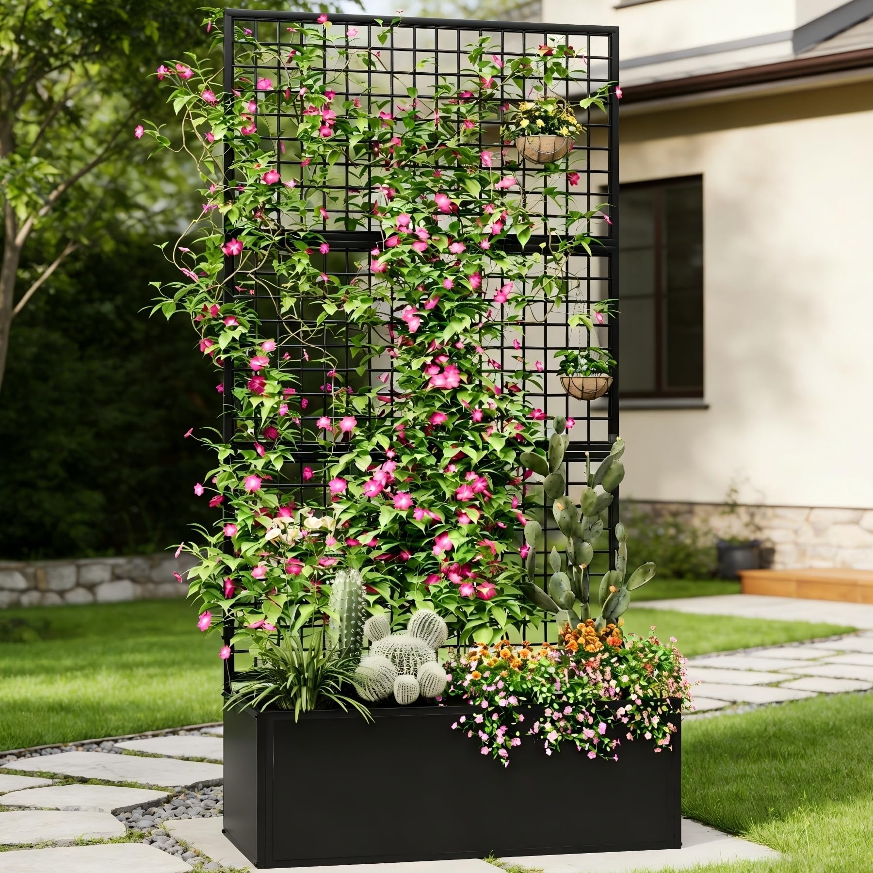 HOLCEPZN front view of planter showing sleek privacy screen and planting area benefit