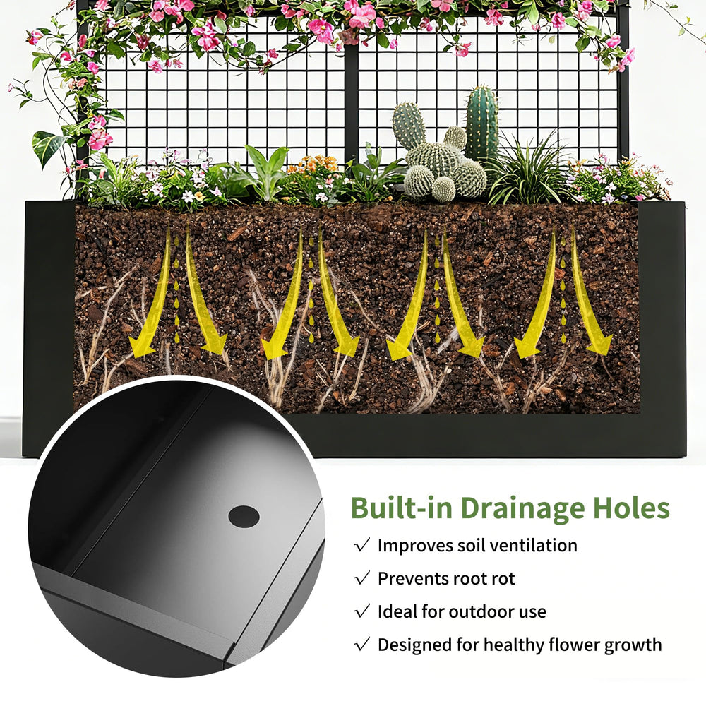 HOLCEPZN planter in patio setting creating privacy and decorative greenery benefit