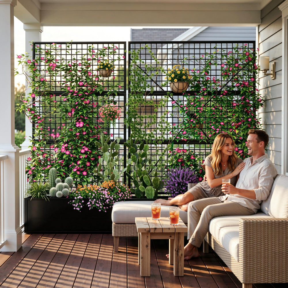 HOLCEPZN trellis close-up showing sturdy vertical support for climbing plants benefit