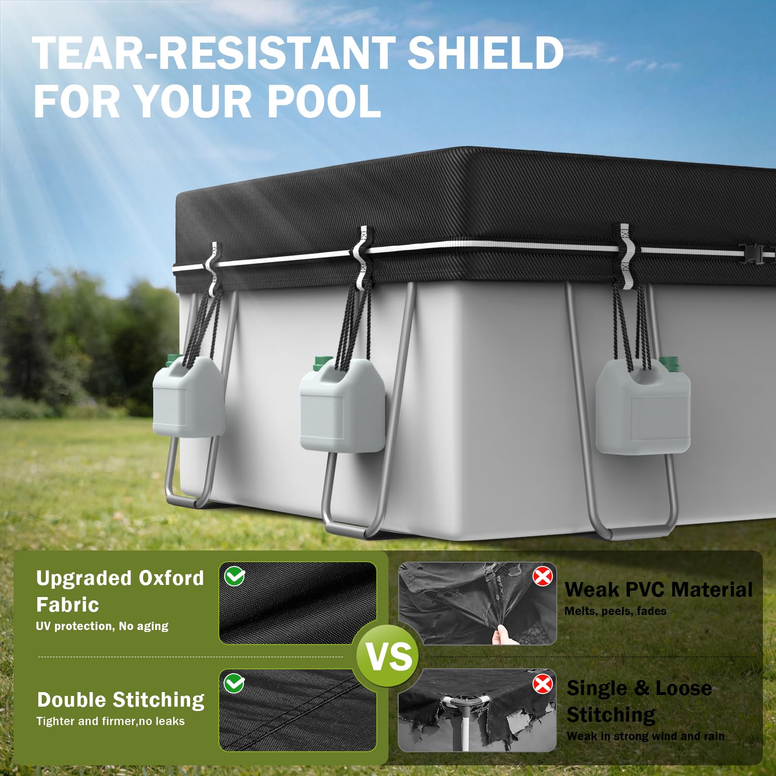 HOLDCOVER ground nail and drawrope fastener illustrating wind resistance