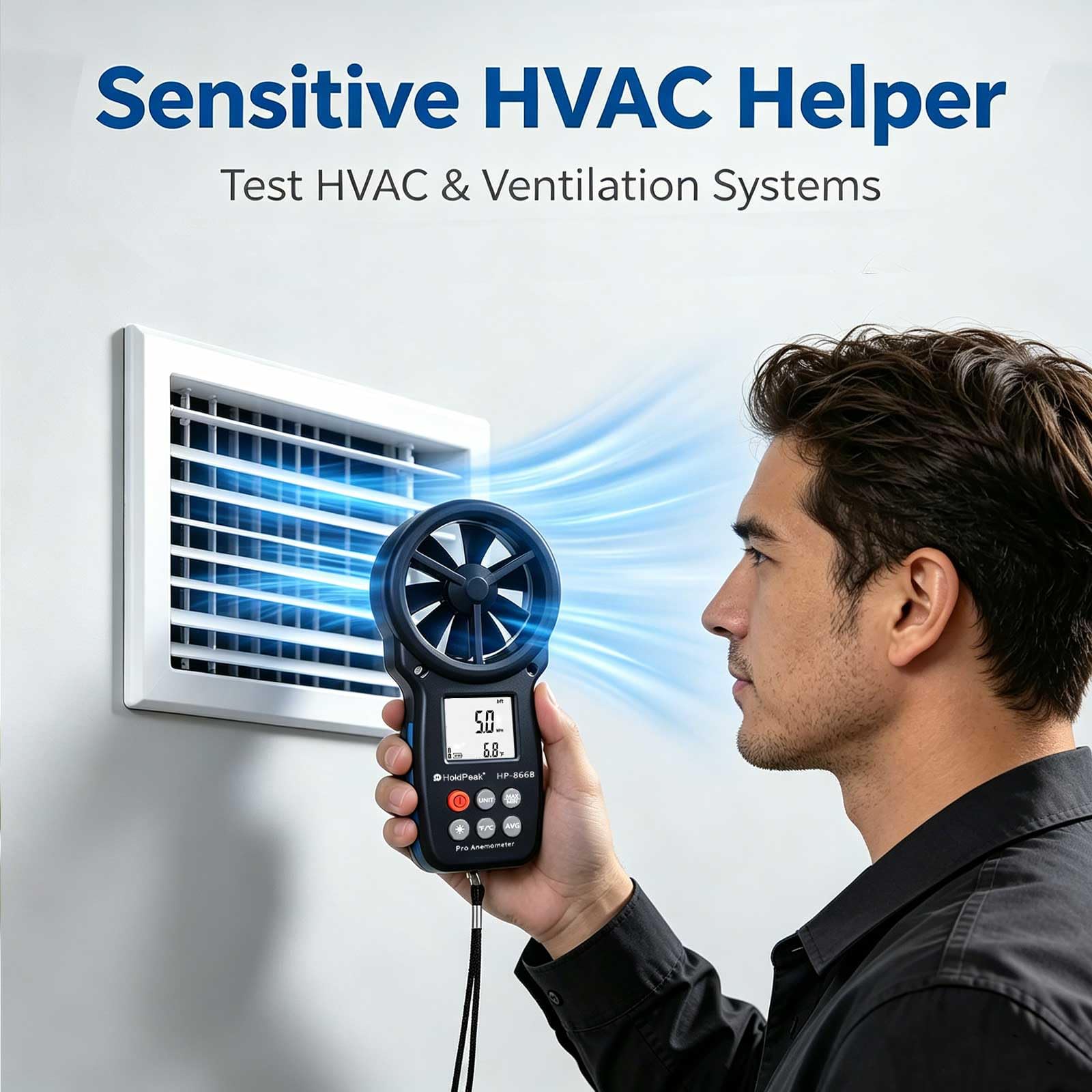 H HOLDPEAK illuminated display with backlight, enabling low-light measurement visibility