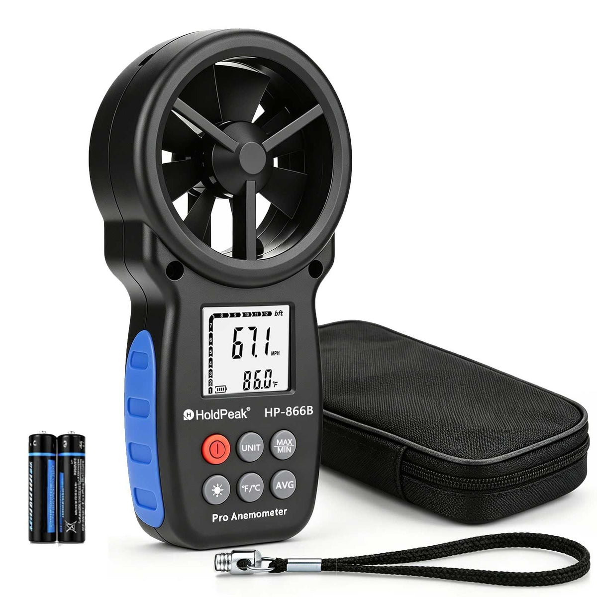 H HOLDPEAK front panel showing clear digital readout and controls, for easy readings