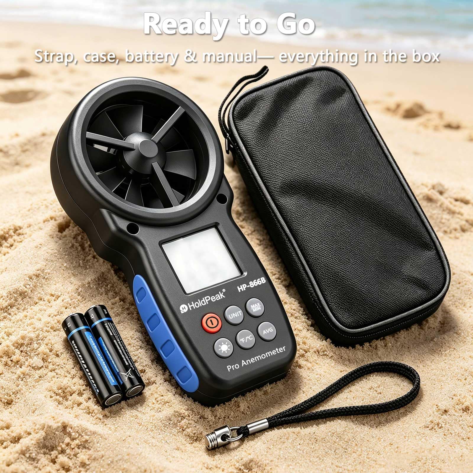 H HOLDPEAK held in hand to show compact size and ergonomic portability