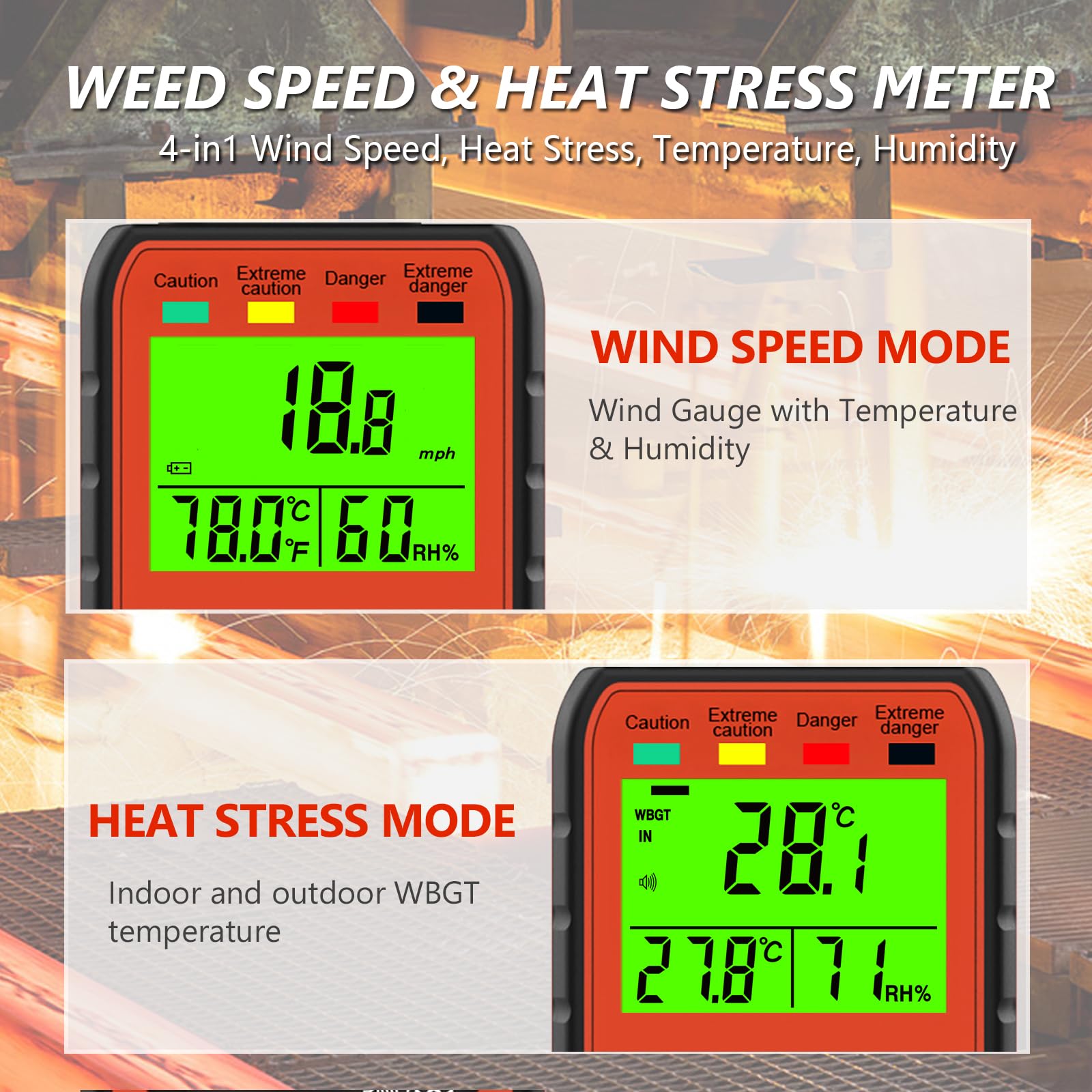 HOLDPEAK backlit LCD display highlighting alarm indicator for fast alerts