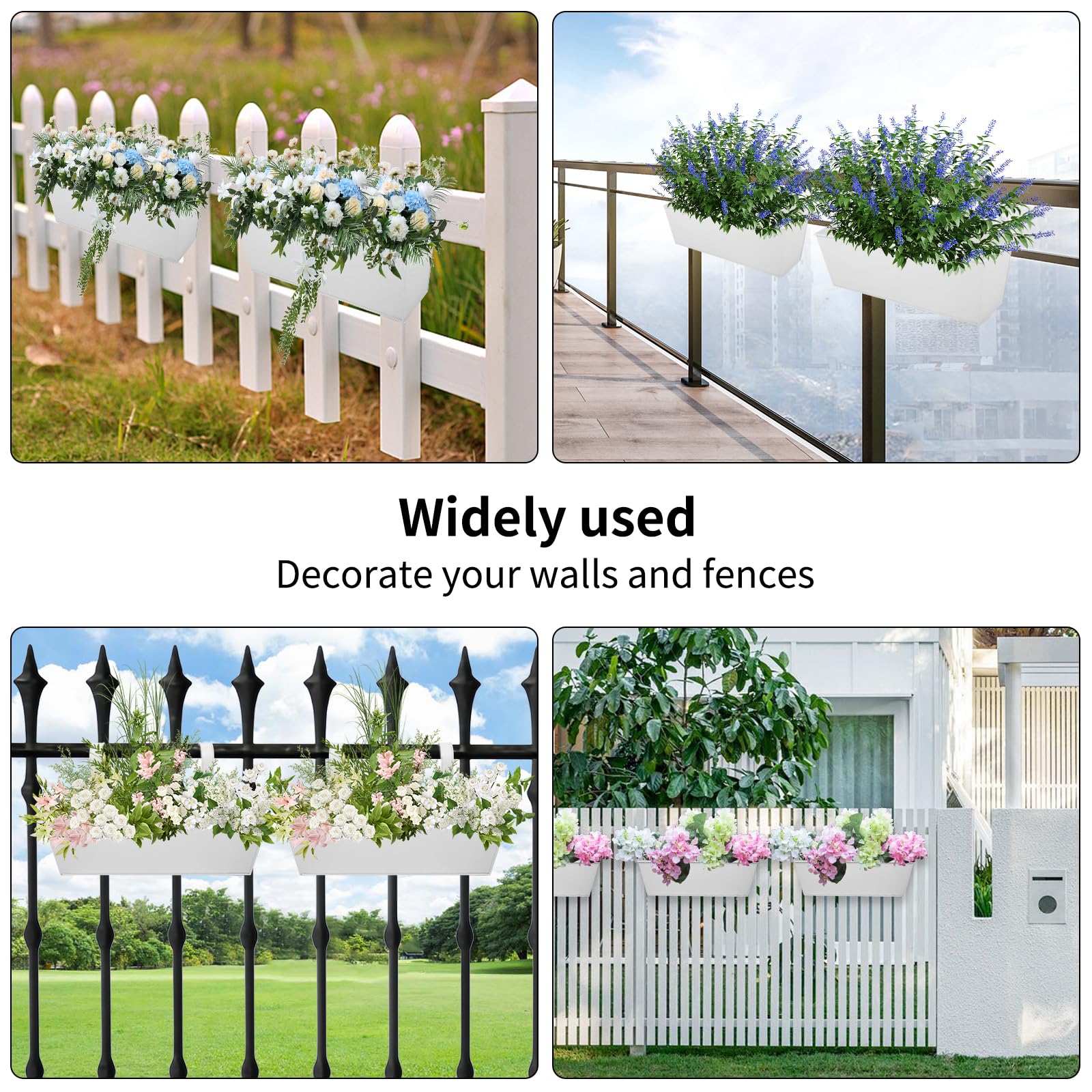 Holensun display of five planters along a balcony railing for space-saving gardening