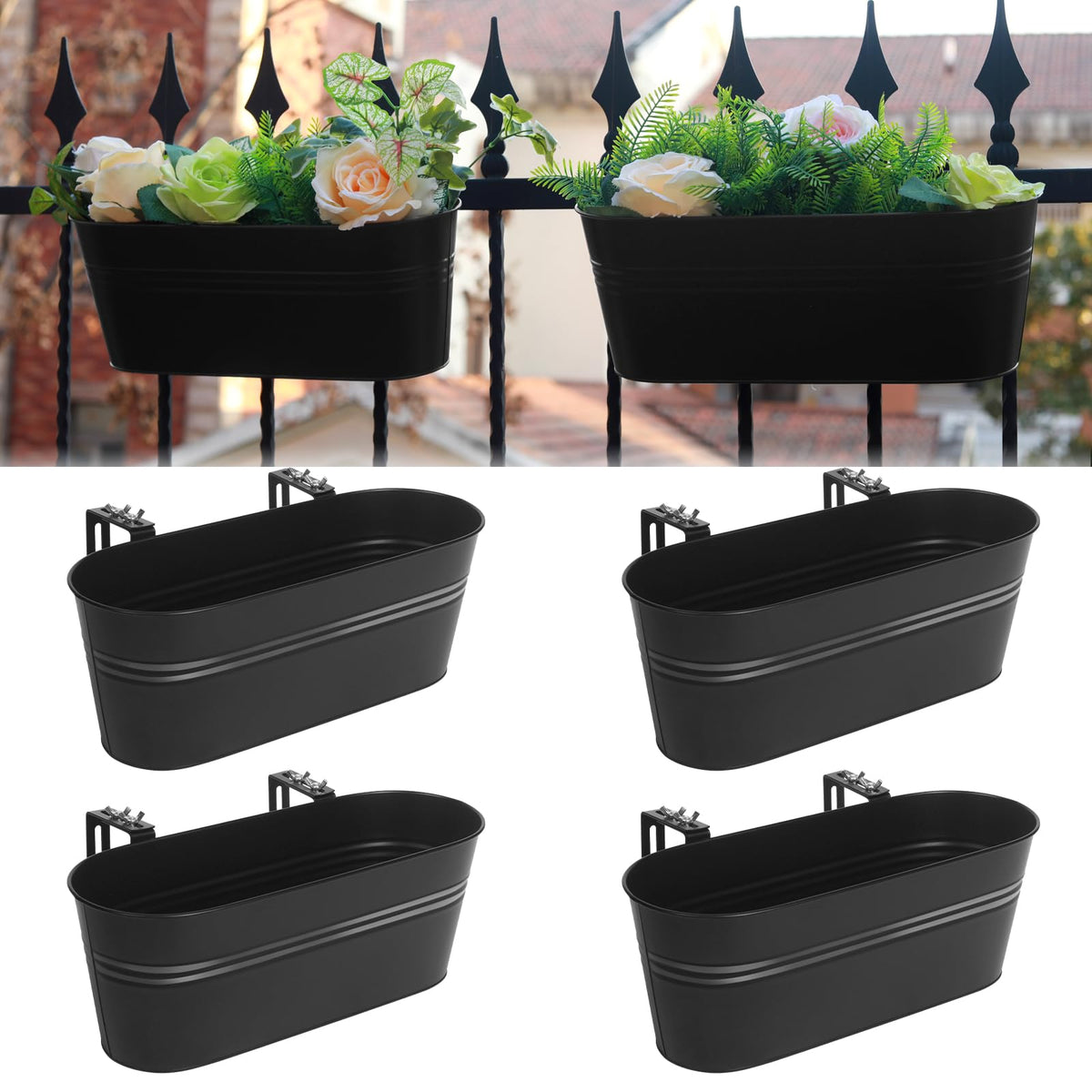 Holensun front view of 16-inch planter showing sleek modern look and curb appeal