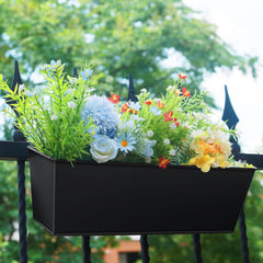 Holensun planter mounted on wood deck rail showing sturdy outdoor attachment