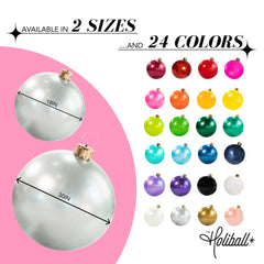 Holiball staked on a lawn demonstrating secure outdoor display stability