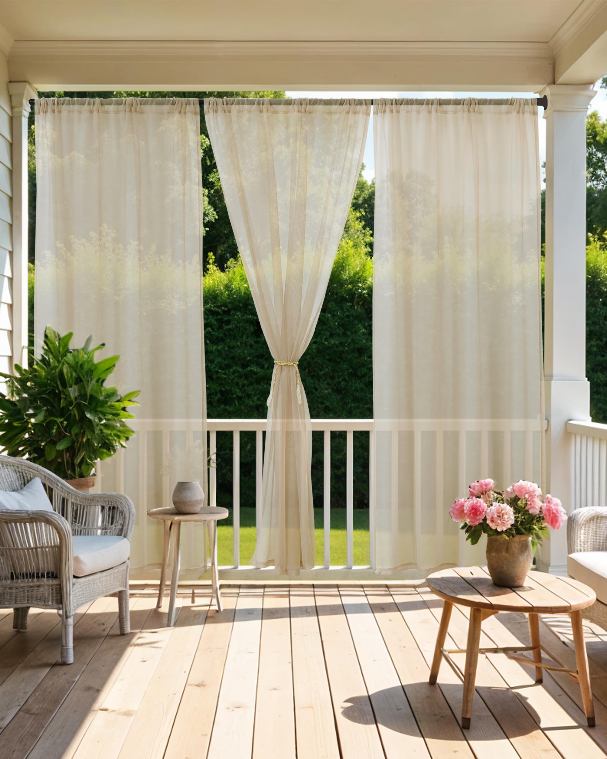 HolidayIdeas close-up of linen-look polyester texture with waterproof finish, durable protection