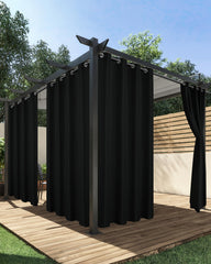 HolidayIdeas cortina exterior frontal mostrando cobertura y privacidad