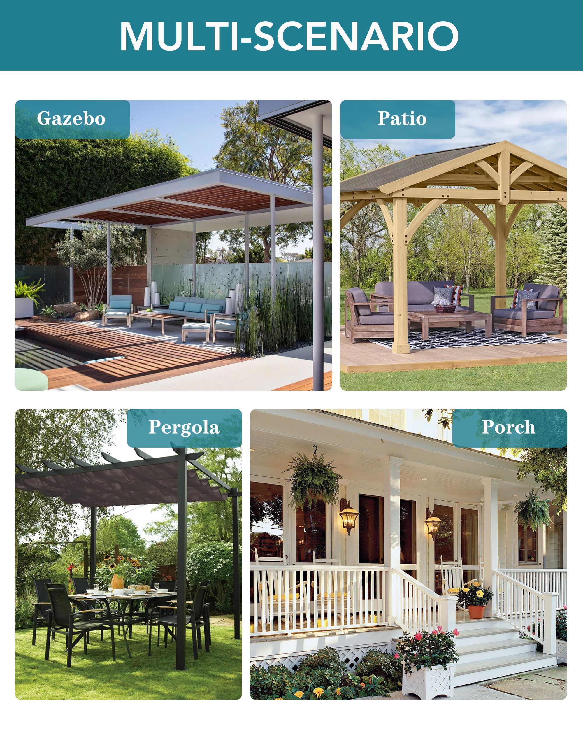 HolidayIdeas curtains installed on a gazebo protecting from light rain