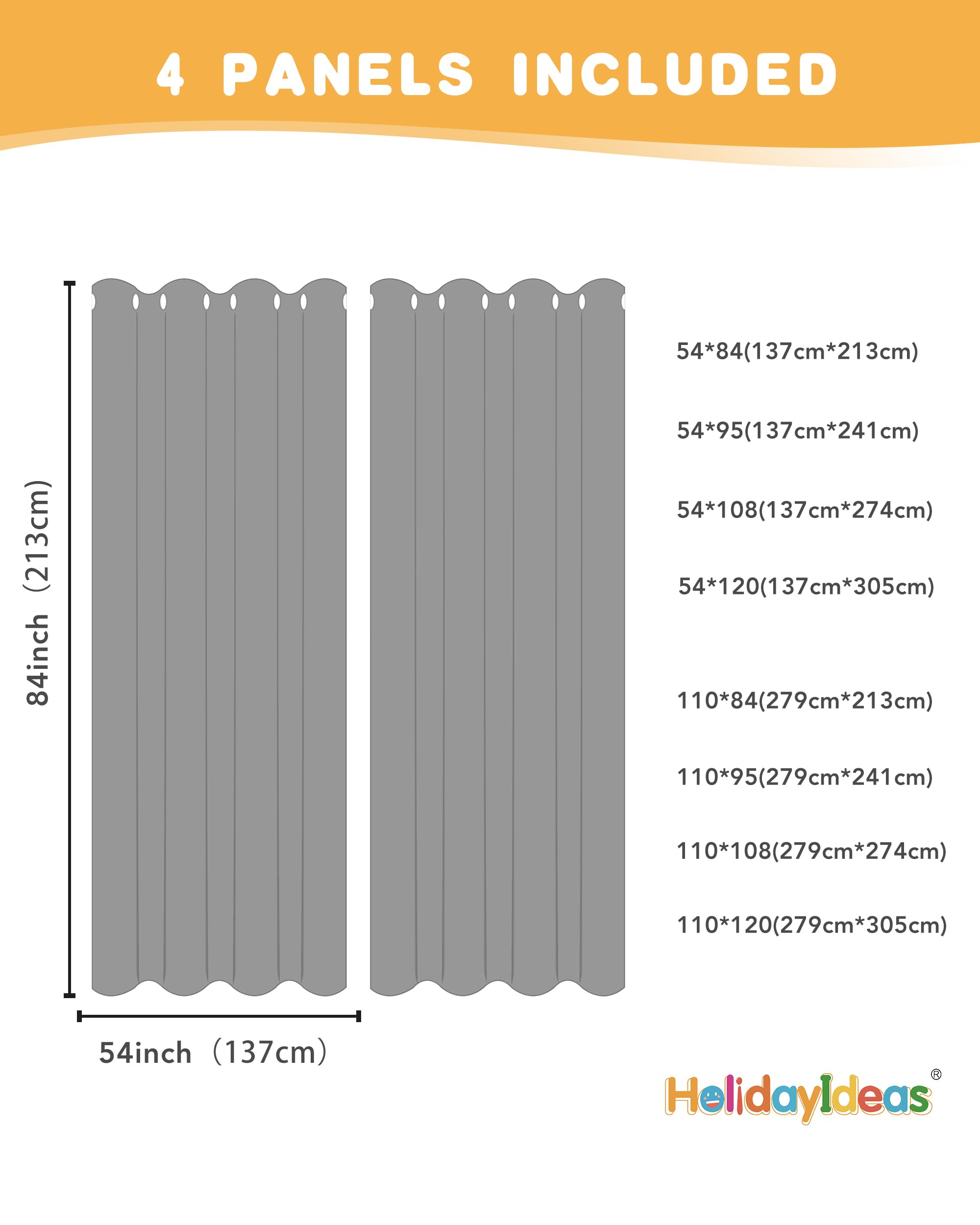 HolidayIdeas panel length comparison displaying 54x95 inch scale for planning