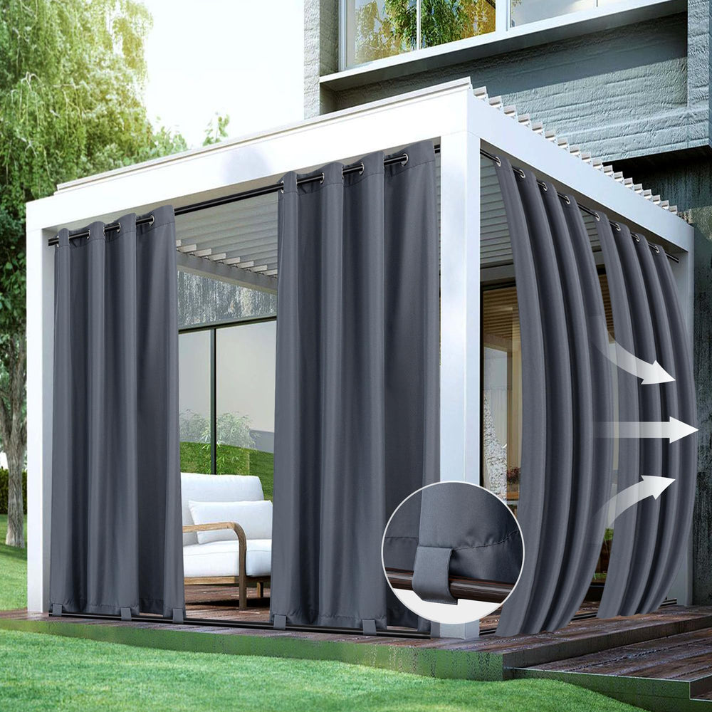 HolidayIdeas front view of four grey panels showing clean styling and coverage