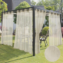 HolidayIdeas front view of four beige panels showing neat drape and elegant look