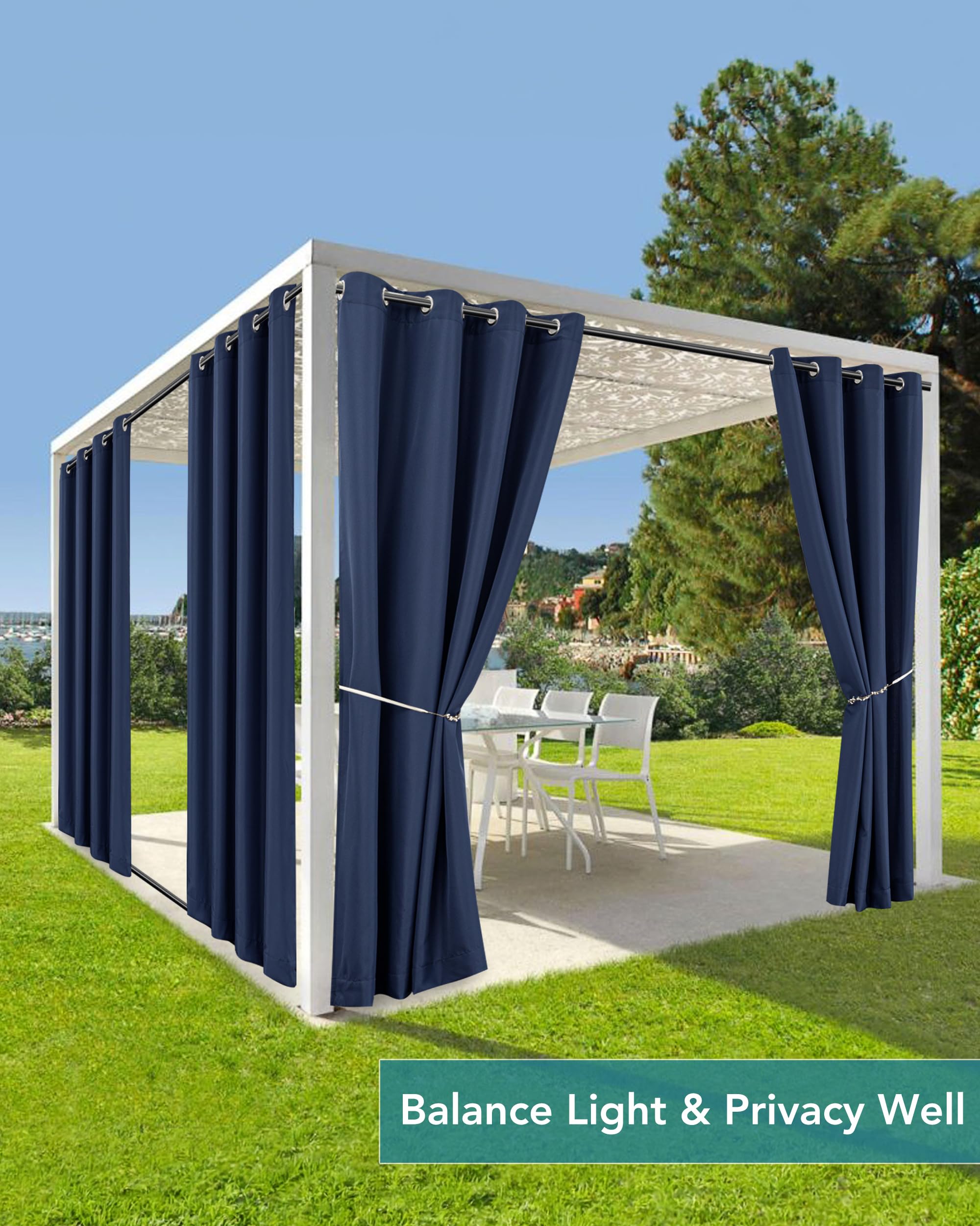 HolidayIdeas four panels hung on a patio rod providing shade and privacy
