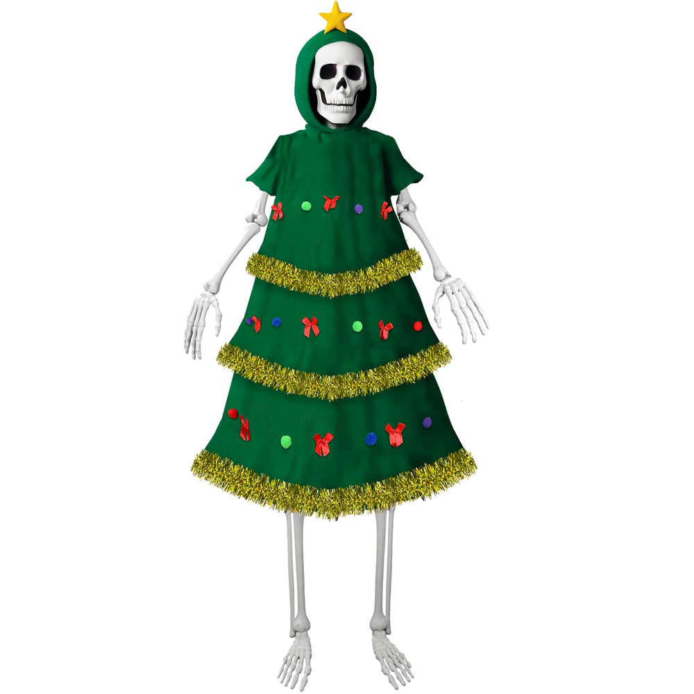 Hollowfly front view of full 12 ft tree costume showing festive design and coverage