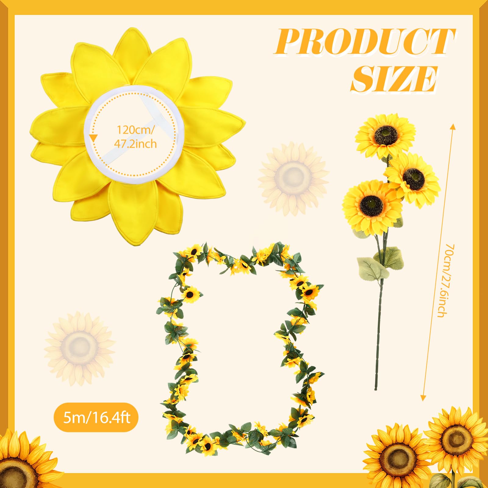 Hollowfly sunflower vine garland detail highlighting durable material and weather resistance