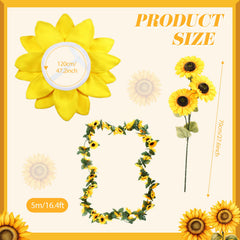 Hollowfly sunflower vine garland detail highlighting durable material and weather resistance