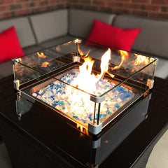 Holy Fire polished edge detail of tempered glass highlighting safe smooth finish