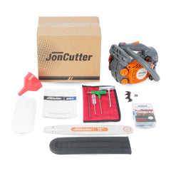 Holzfforma JonCutter 12 inch guide bar and 3/8LP chain showing ready-to-cut setup