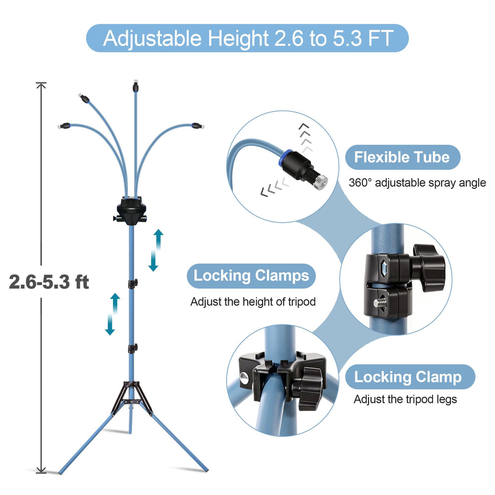 Homasky tripod height adjustment shown for versatile cooling at different heights benefit