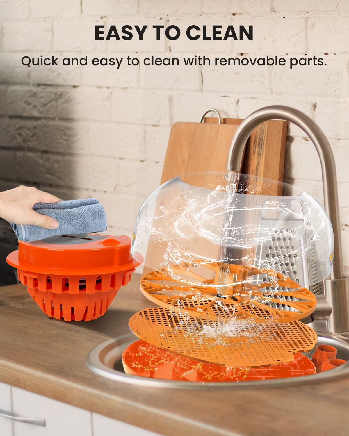 Homcolorful detachable lower tray cleaning view emphasizing easy sanitation