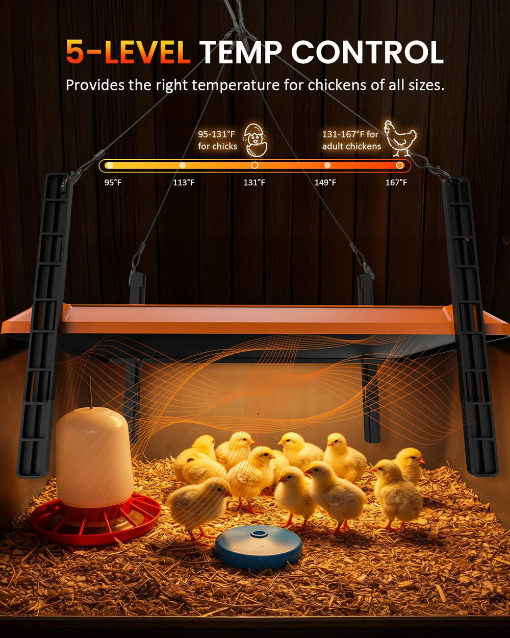 Homcolorful height adjustment demonstration for growing chicks and adaptable comfort