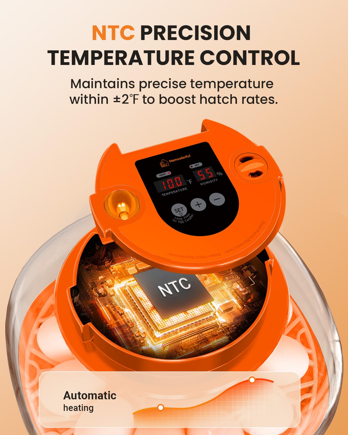 Homcolorful LED control panel display showing temperature and humidity for easy monitoring
