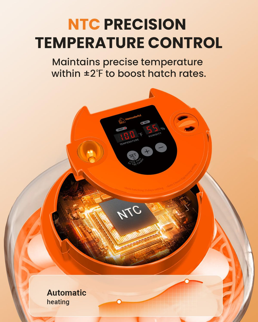 Homcolorful LED control panel display showing temperature and humidity for easy monitoring
