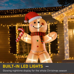 HOMCOM gingerbread lit at night providing bright holiday illumination