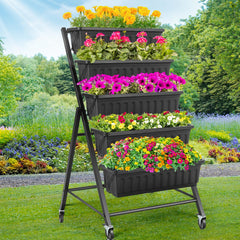 Homdox front view of 5-tier vertical garden showing compact space saving