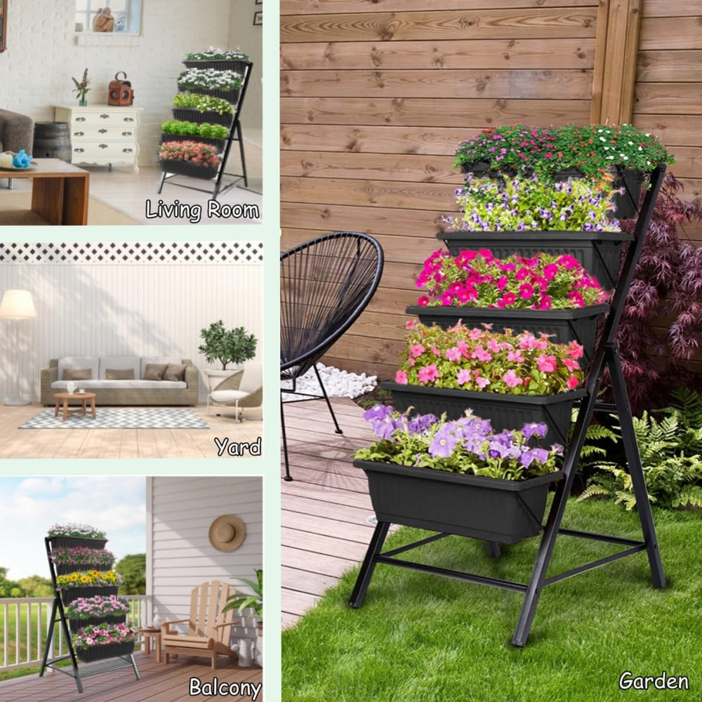 Homdox multi-plant display with herbs and flowers showing versatile planting