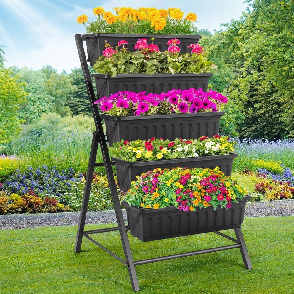 Homdox front view showing five-tier vertical garden maximizing space