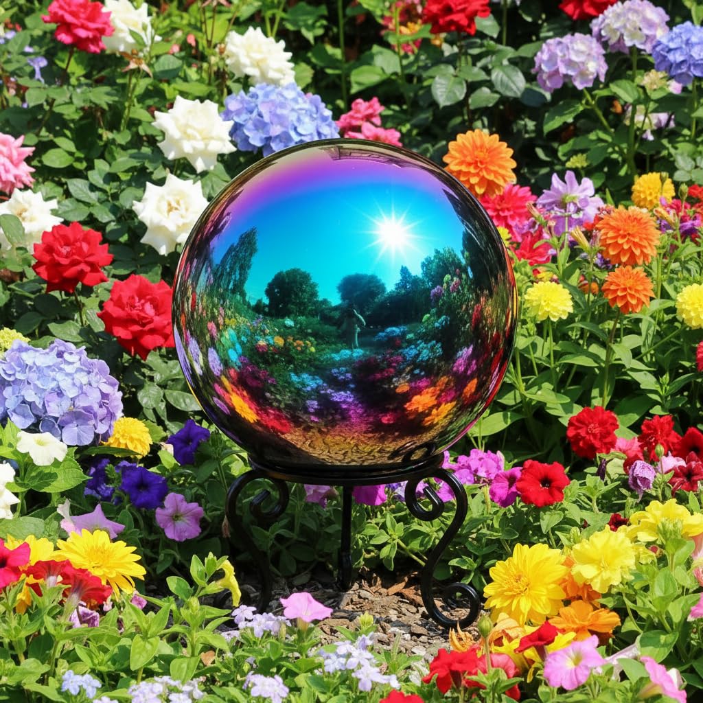 HomDSim decorative gazing ball on indoor table adds glossy modern accent