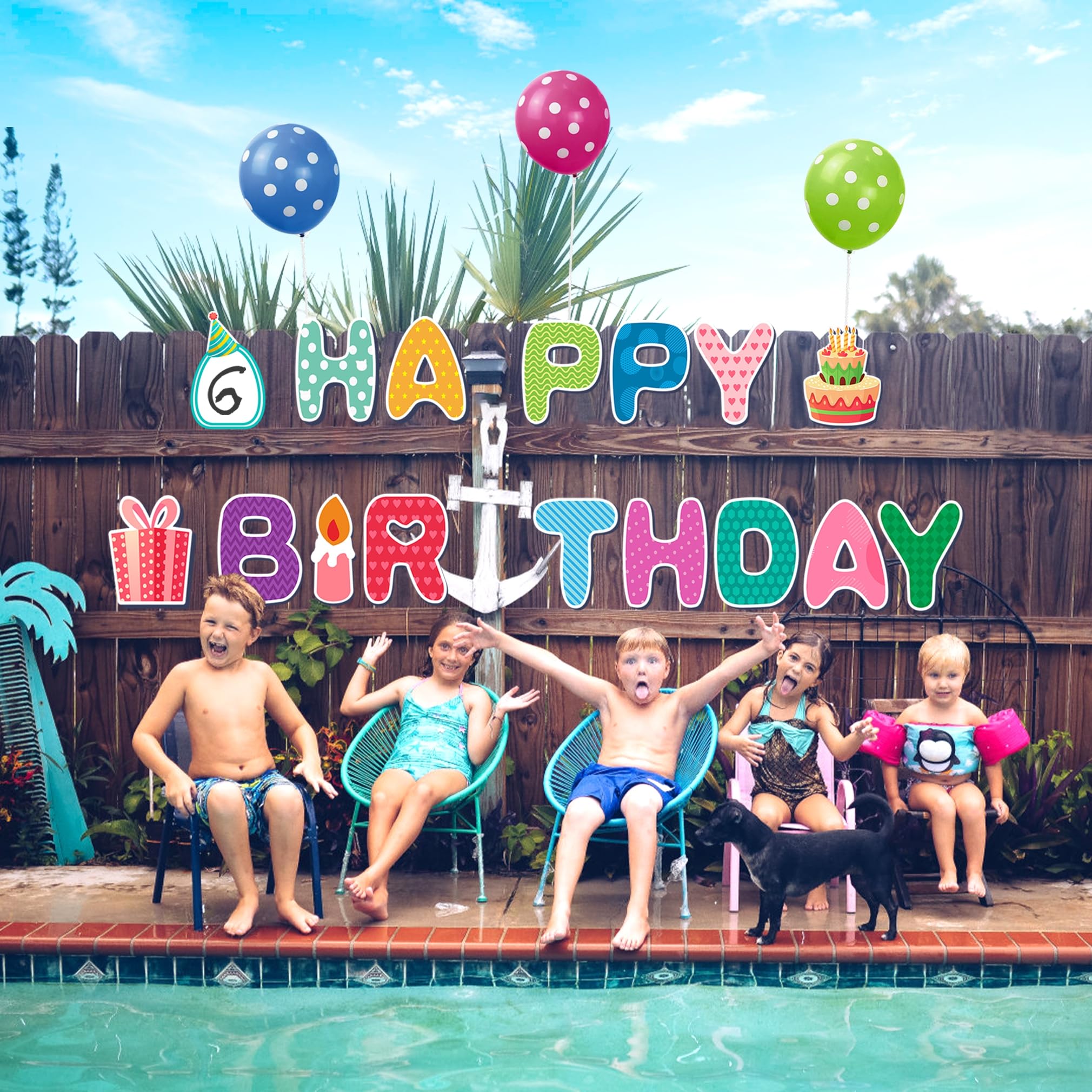 HOME COMPOSER finished yard installation creating an eye-catching birthday scene