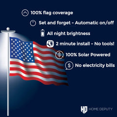 HOME DEPUTY mounted on flagpole illustrating elevated illumination benefit