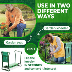 Home & Garden Trends detachable tool pouch attached to bench keeping tools organized and accessible
