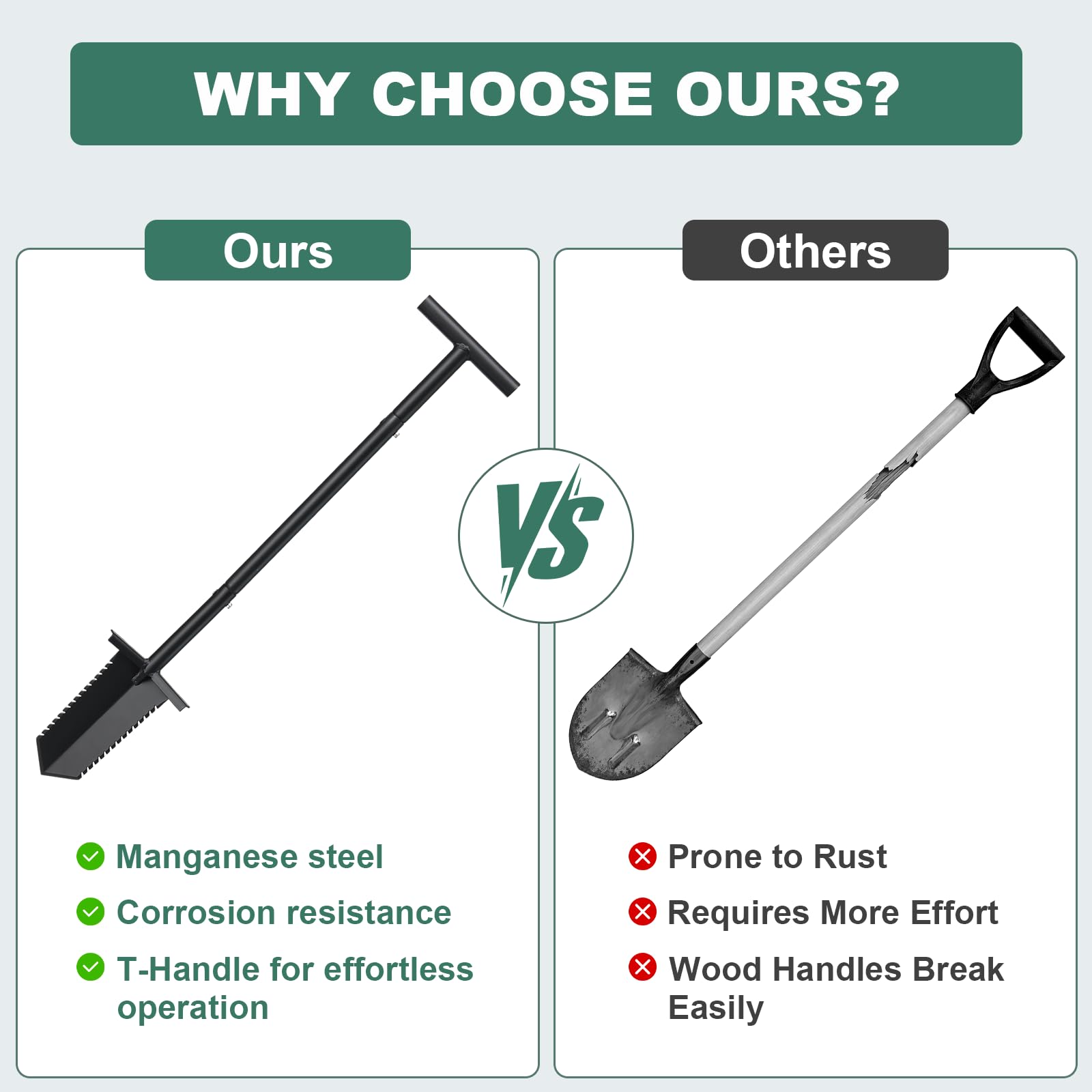 HOME RIGHT blade edge and forge marks showing durable manganese steel strength