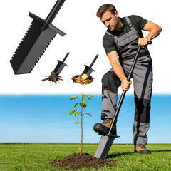 HOME RIGHT front view of 39-inch shovel showing compact profile and portability