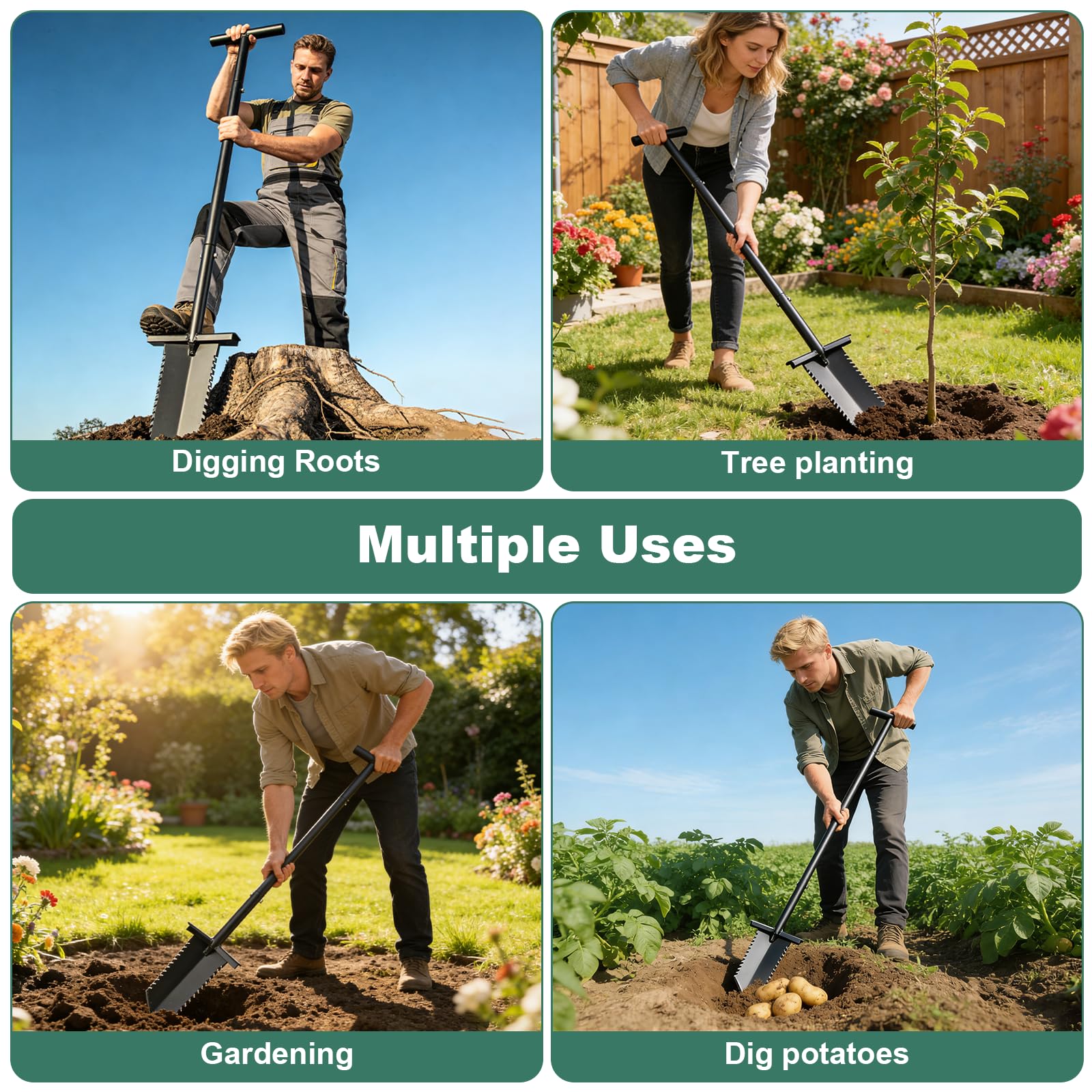 HOME RIGHT shovel on grass during treasure hunt showing practical outdoor use