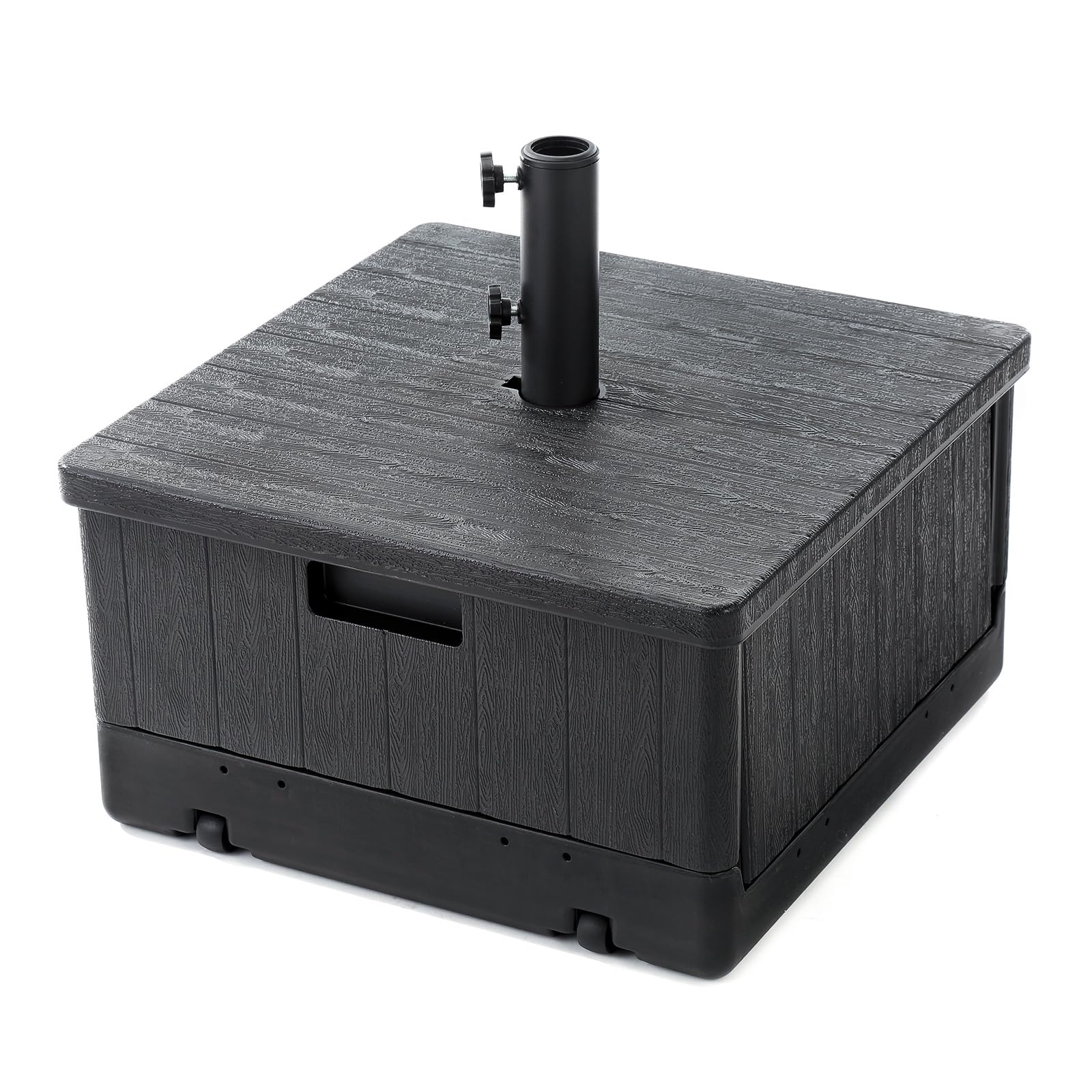 Home Zone Living front view of square umbrella base showing stability and design