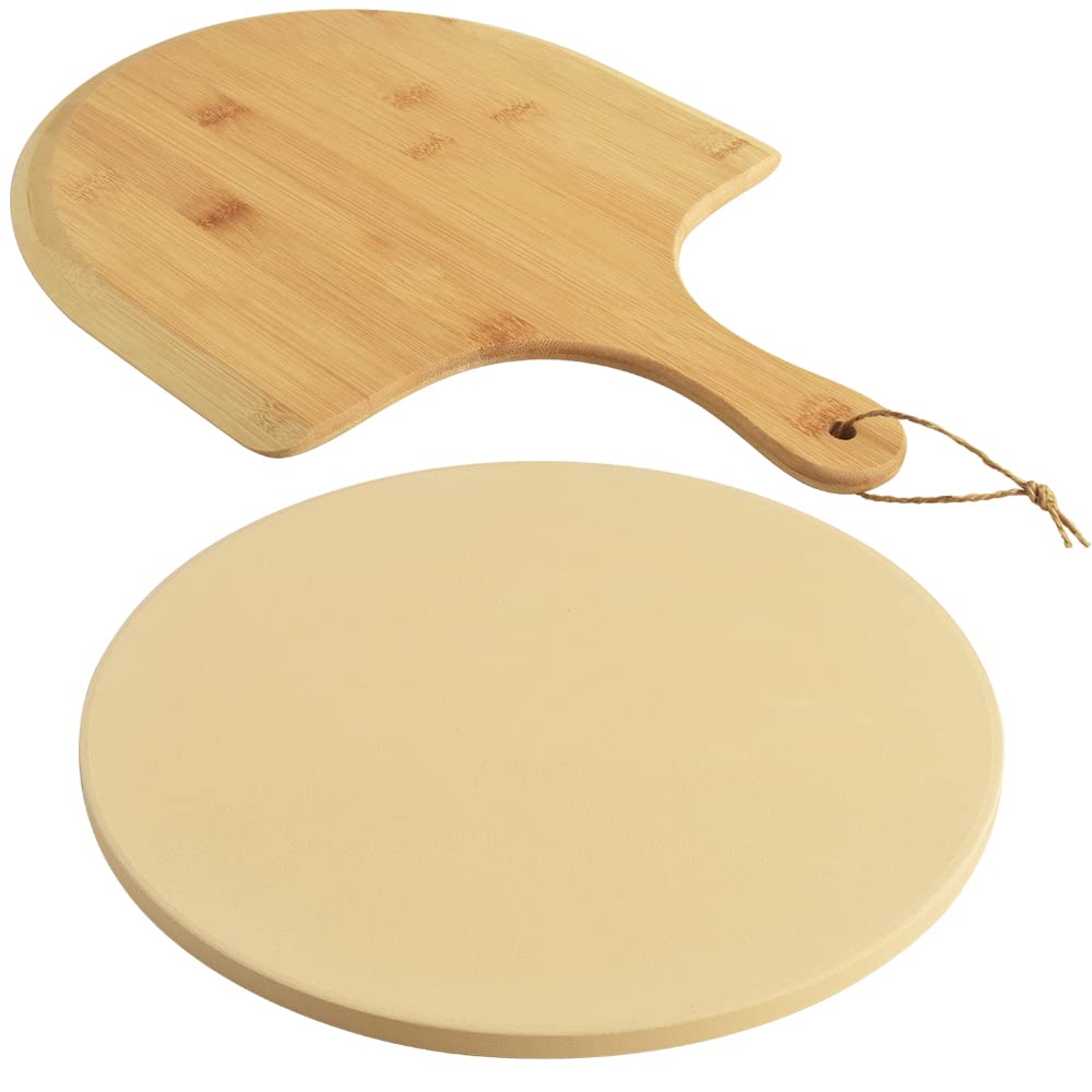 homEdge pizza stone front view showing durable round surface and even baking benefit