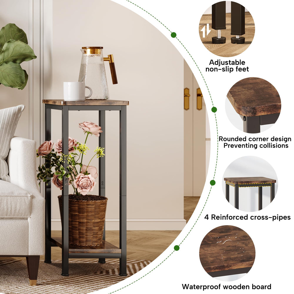 Homeiju two-tier shelf styled with plants and books showing versatile display benefit