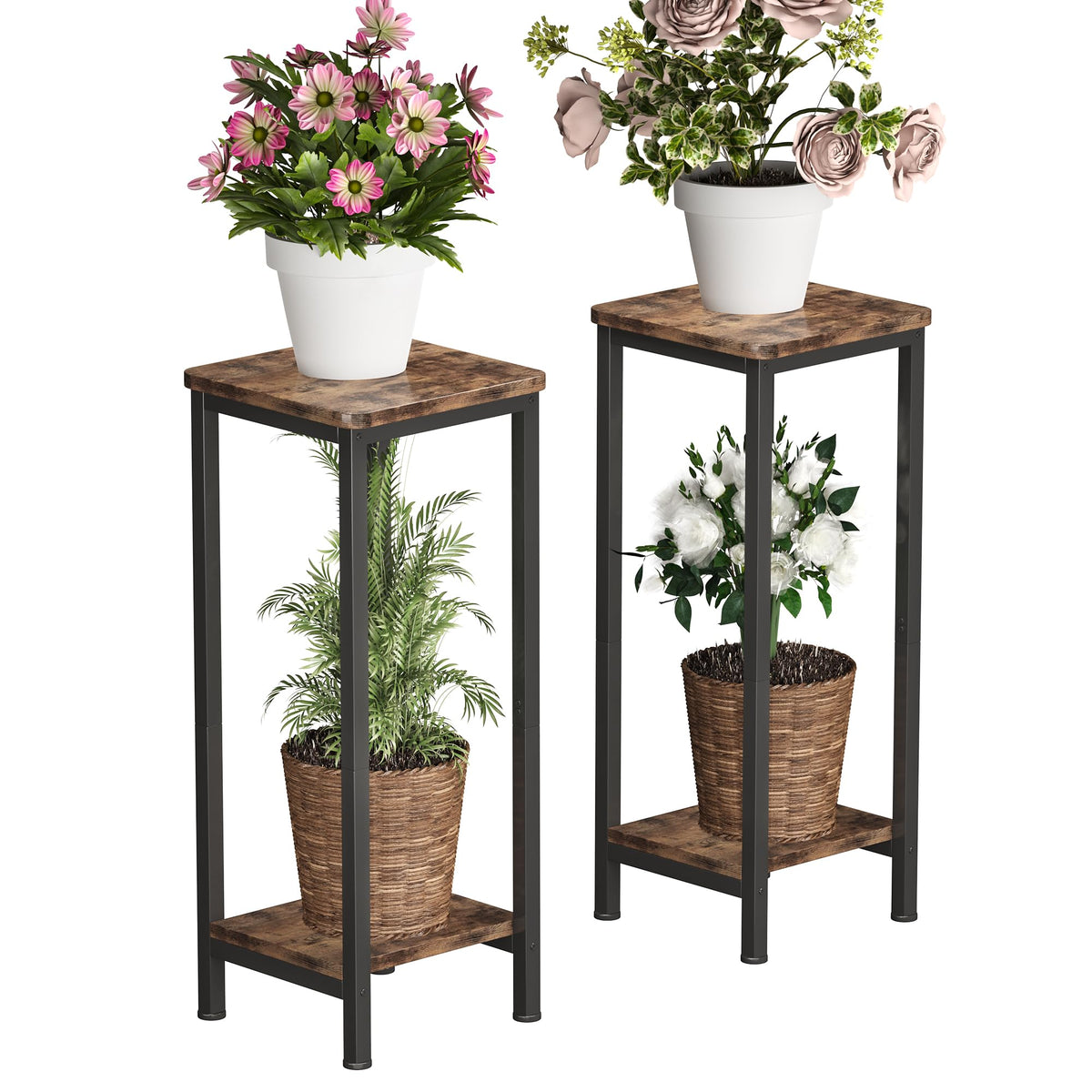 Homeiju front view of corner plant stand showing compact footprint and styling benefit