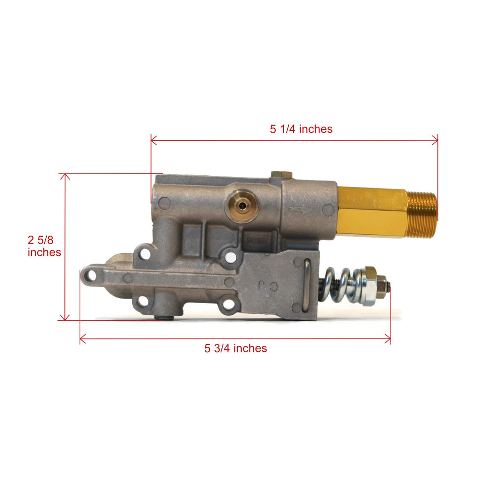 Homelite unloader detail close-up showing regulator, improves pressure control