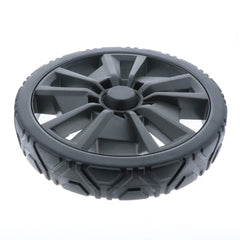 Homelite 10-inch wheel assembly front profile showing OEM fit for easy replacement