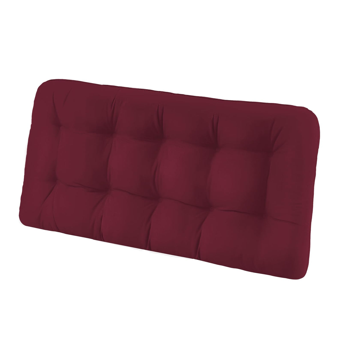 HOMELYSIAN front view of burgundy bench cushion showing tailored finish and comfort