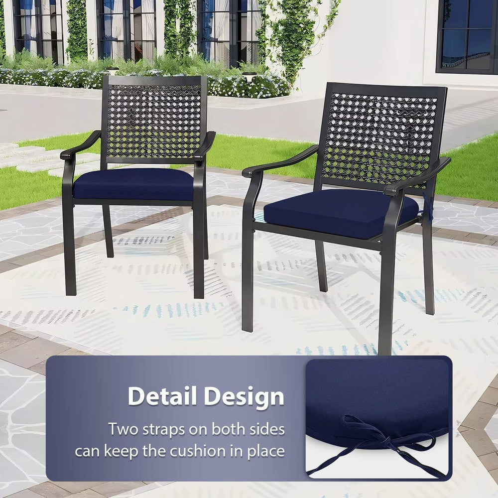 HOMELYSIAN cushion on patio chair demonstrating secure fit and enhanced seating comfort