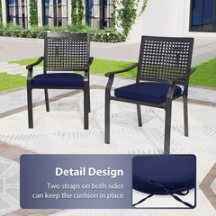 HOMELYSIAN cushion on patio chair demonstrating secure fit and enhanced seating comfort